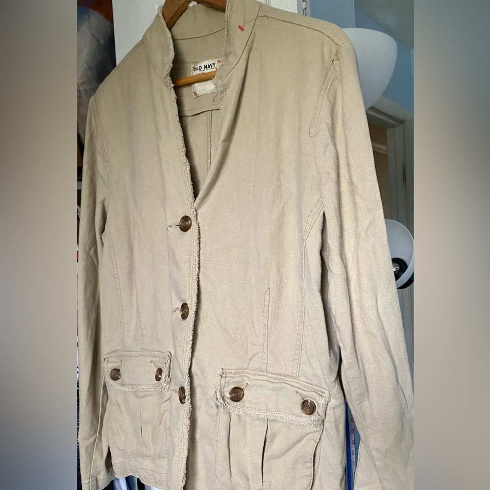 Old Navy Jacket Womens XL Tan Button Up Casual Jacket Long Sleeve